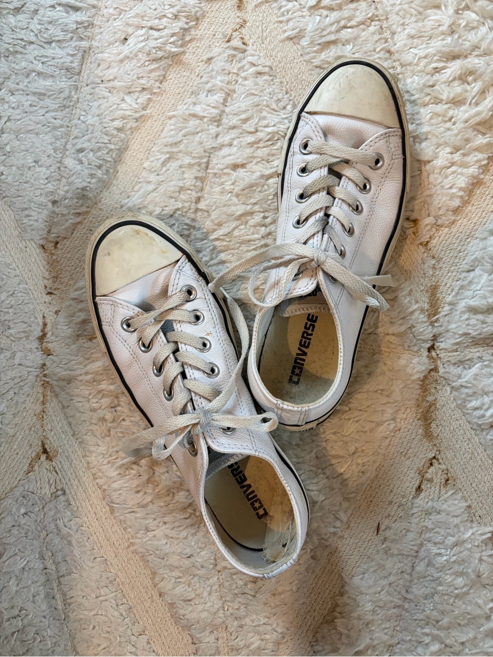 Converse Women’s White Low-Top Canvas Sneakers with Black Trim